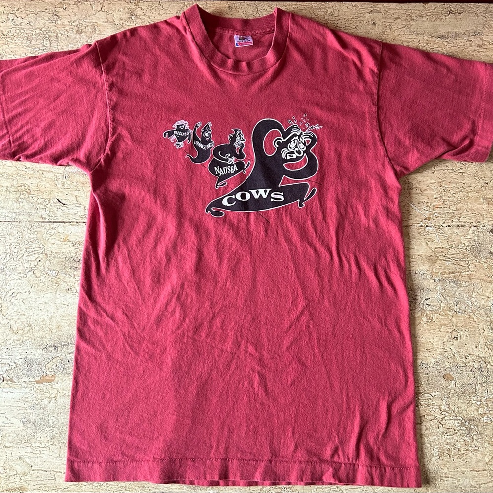 COWS 1990 NAUSEA size L Authentic Rare AM REP Vintage 90s Punk Band T-shirt